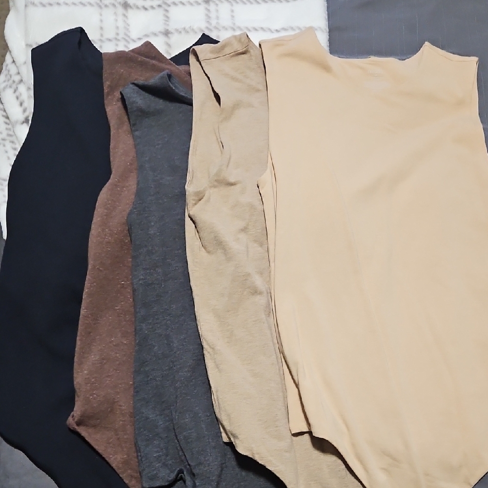 nuuds Women's Sleeveless Bodysuit Pack - Black, Brown, Charcoal, Tan, Beige